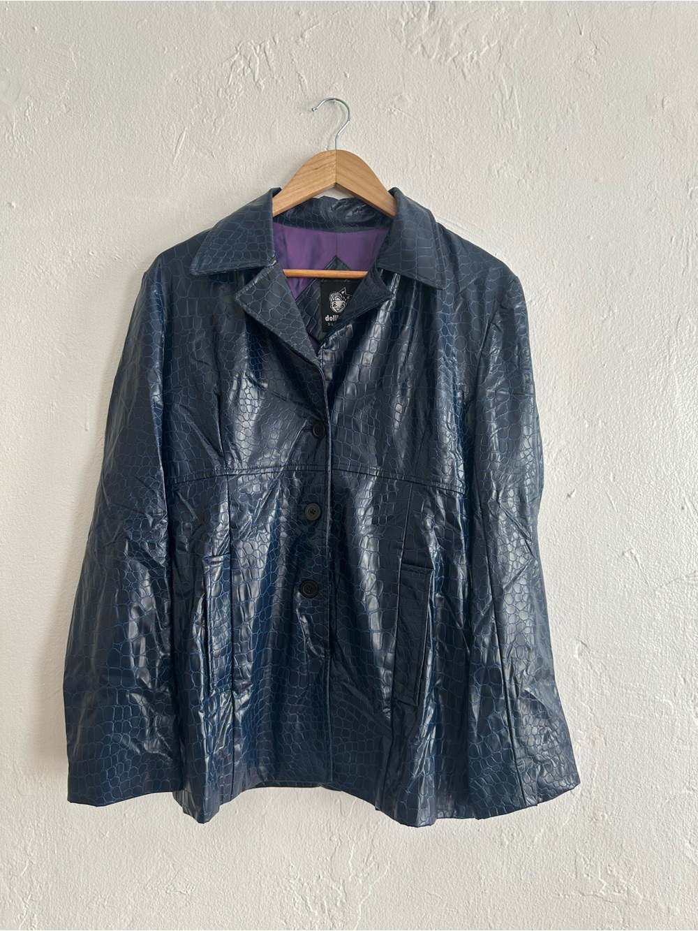Dollhouse Navy Croc-Embossed faux leather Jacket